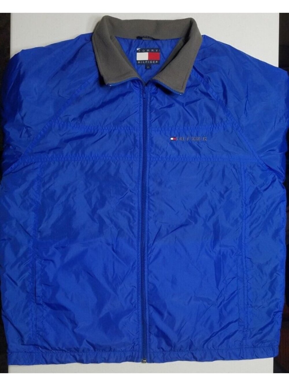 Tommy Hilfiger Full Zip Fleece Lined Blue Nylon Bomber Jacket Coat Outdoor Men L